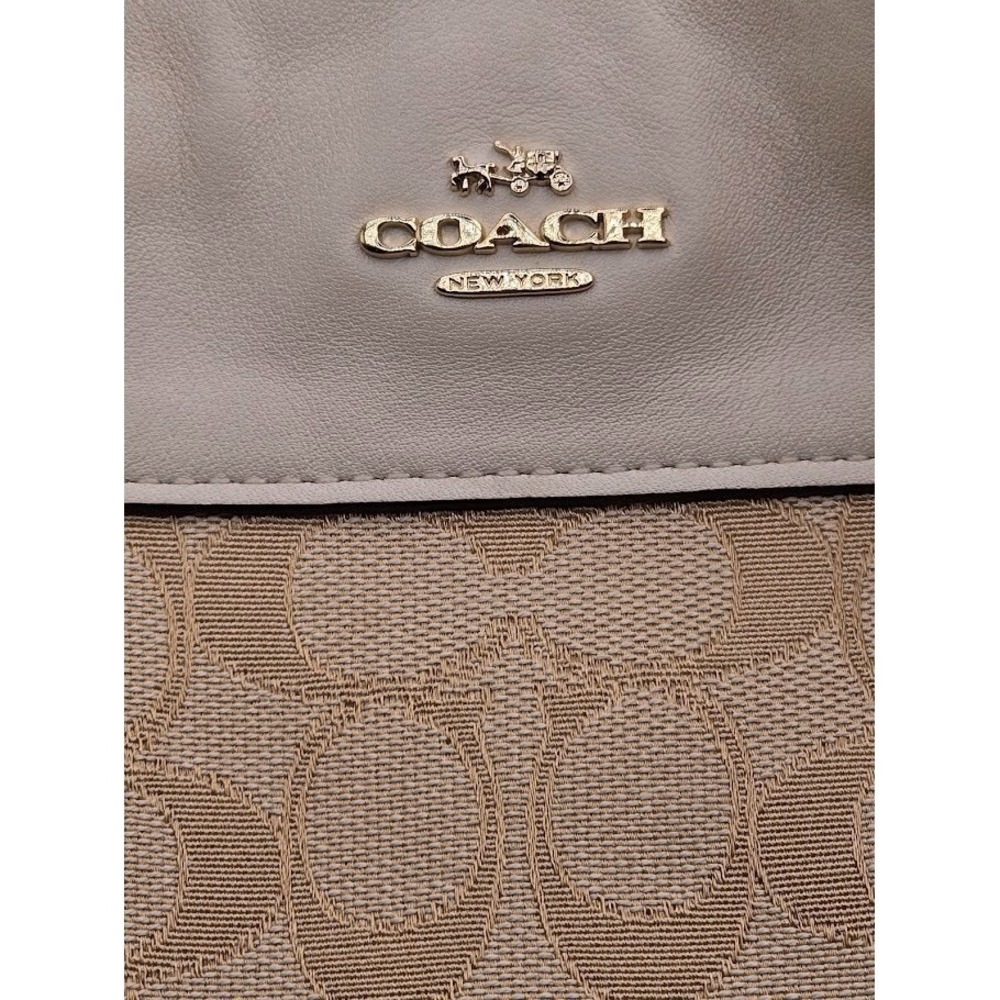 Coach F57612 Chalk White Khaki Lexy Hobo Bag Signature Jacquard Fabric & Leather - Picture 7 of 15
